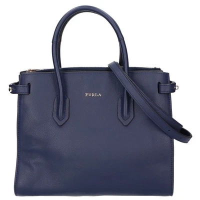 FURLA [Beautiful Condition] PIN S 2WAY Tote Bag Navy - Image 1 of 4