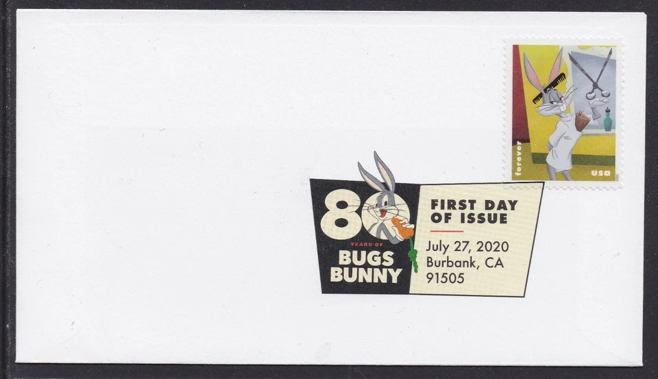 US 5494 Bugs Bunny Barber DCP FDC 2020 - Image 1 of 1