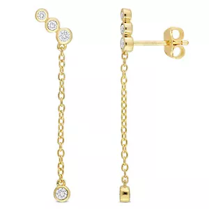 Created Forever 18K Gold Plated Silver 1/5 CT TGW Lab Created Diamond Earrings - Picture 1 of 5