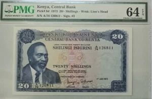 1973 KENYA 20/- Shillings PMG64 EPQ UNC {P-8d} - Picture 1 of 4