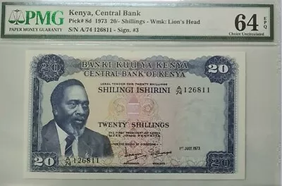 1973 KENYA 20/- Shillings PMG64 EPQ UNC {P-8d} - Image 1 of 4