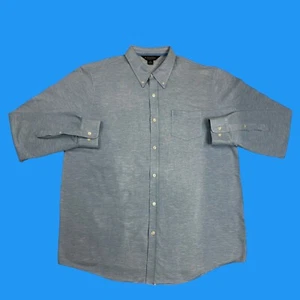 Camisa Brooks Brothers Para Hombres XL Manga Larga Azul Preppy Mezcla de Lino Abotonada - Imagen 1 de 16
