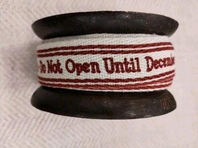 10 yd Martha Stewart DO NOT OPEN TILL Ivory Red RIBBON Christmas Winter DIY NEW - Image 1 of 2