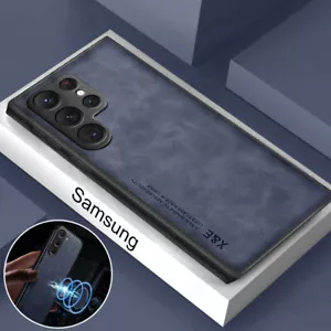 Magnetic Case For Samsung S25 S24 FE S23 S22 Ultra S21 A55 Leather Hybrid Cover - Zdjęcie 1 z 13