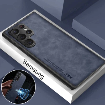Magnetic Case For Samsung S25 S24 FE S23 S22 Ultra S21 A55 Leather Hybrid Cover - Image 1 of 4