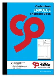 Cherry NCR Invoice Triplicate Book A4 (210mm x 297mm) 50 sets - Picture 1 of 5