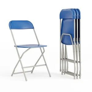 Flash Furniture Hercules Series Plastic Folding Chair - Blue - 4 Pack 650LB W... - Picture 1 of 9