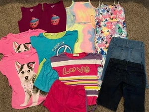 Huge 14-piece twin girls summer clothing lot size 6/6X shorts shirts sundresses - Picture 1 of 6