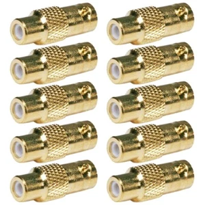 10x BNC Connector Female to RCA Female Jack Coax Coaxial Cable Gold CCTV Adapter - Picture 1 of 3