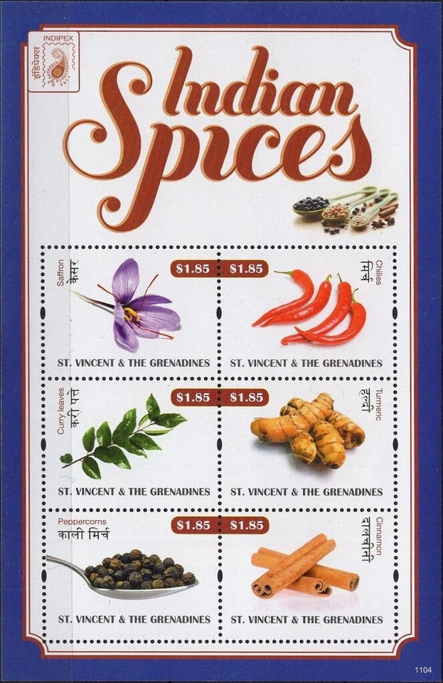 San Vicente #SGMS5872 MNH M/S 2011 Indian Spices Azafrán Curry Canela [3749] Foto 1 de 1