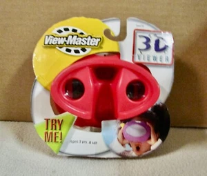 RED  NEW View-Master 3D Viewer  with blue lever  with one reel.  (L) - Picture 1 of 2