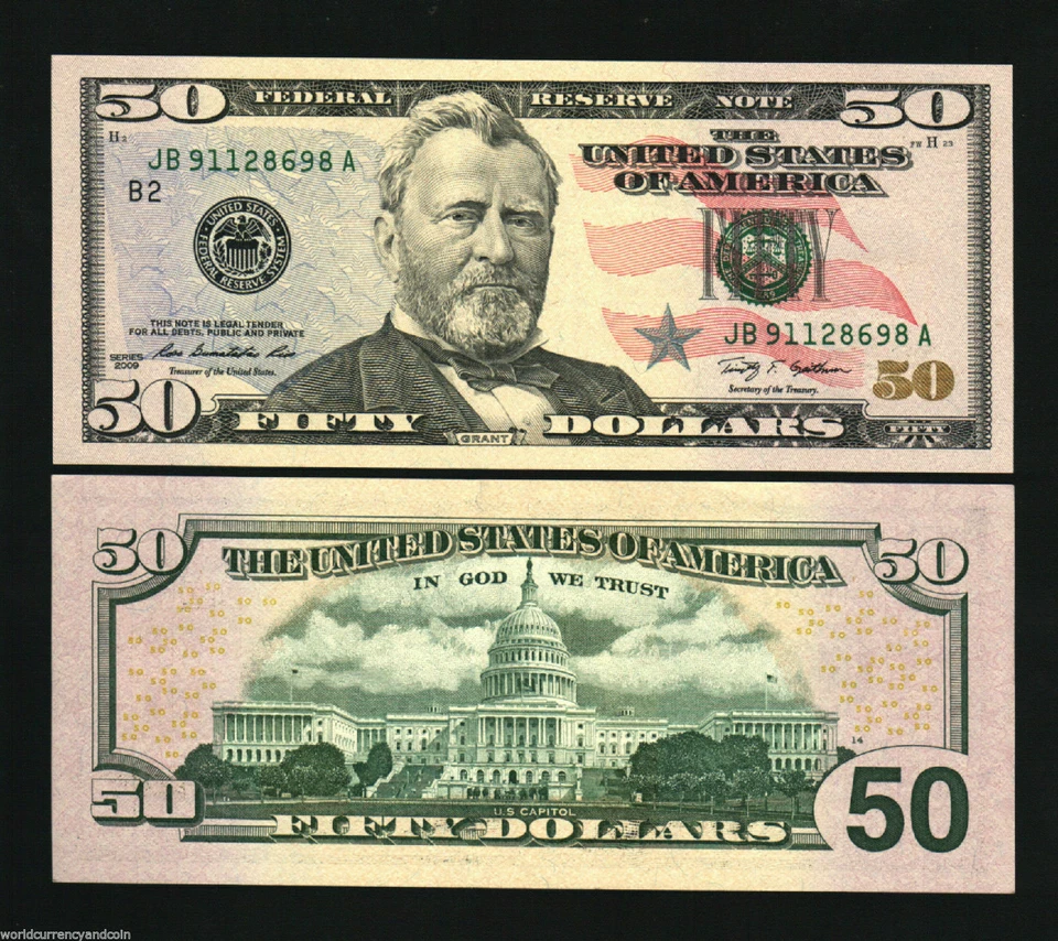 UNITED STATES AMERICA USA 50 Dollars P-534 2009 GRANT US FLAG UNC MONEY BANKNOTE - Image 1 of 4
