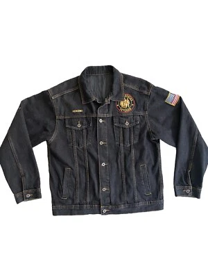 Jaqueta jeans Danbury personalizada em perfeito estado EUA remendos bordados veteranos Adkins G - Imagem 1 de 4