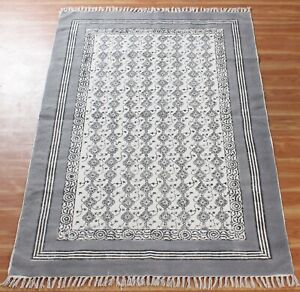 Flooring Rug Indien Handmade Kilim Cotton Durries Block Print 6x9 9x12 Large Rug