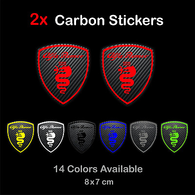 2x ALFA ROMEO Carbon Badge Sport Logo Body Window Car Wheel Stickers Crest Decal • 10.86€
