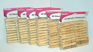6x Packungen Wäsche Holz 240 WÄSCHEKLAMMERN insgesamt BASTELN 2,75" Kleidung KUNST Frühling - Bild 1 von 1