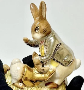 Platinum Gold Colorway Mr Benjamin Bunny and Peter Rabbit Beswick Figurine Rare - Bild 1 von 10