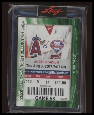 2022 Leaf Game Day Ticket Collection Mike Trout #TC-69 - Image 1 of 2