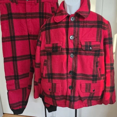 Vtg 40s 50s H.W. Carter & Sons Buffalo Plaid Hunting Mackinaw Coat Pants Jacket - Image 1 of 4