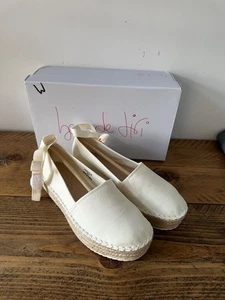 Ben De Lisi Canvas Espadrille Schuhe UK 6 / 39 Liz creme gebunden Knöchelriemen - Bild 1 von 6