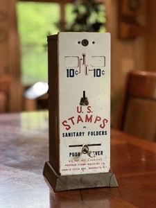Vintage 10 Cent U S Postage Stamp Dispenser Machine No Keys - Picture 1 of 9
