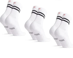 DANISH ENDURANCE Tennis Crew Socks Cotton Striped Sports Cushioned 3-pack 9-12 - Picture 1 of 6