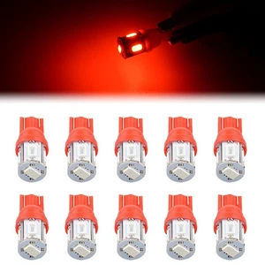 10X T10 194 168 Red LED Bulbs Car Interior Instrument Panel Light Tail Stop Lamp - Picture 1 of 10