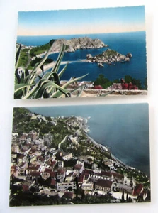 ITALIEN Postkarten Lot 2 x TAORMINA Cartolina Ansichtskarte ~1950/60 ungelaufen - Picture 1 of 2
