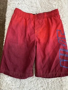 Nike Boys Sz. M Red/ Orange Design Swim Trunks. Nice Pair - Picture 1 of 12