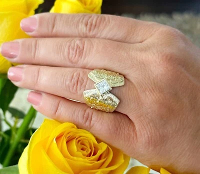 IGI CERTIFIED 14K SOLID YELLOW GOLD PRINCESS DIAMOND ENGAGEMENT RING 1.00 F-VS2 - Image 1 of 4