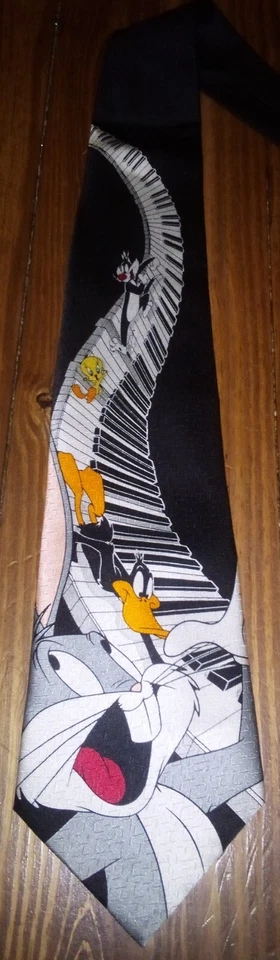 Looney Tunes Piano Music Tie Bugs Bunny Daffy Duck Sylvester the Cat Tweety WB - Image 1 of 2
