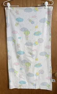 Vintage Baby Blanket Teddy Bears & Hot Air Balloons Baby Dreams Cotton - Picture 1 of 10
