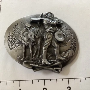 Siskiyou Belt Buckle 1987 Gold Miner Prospector Panning F-50 Made in USA 1987 - Picture 1 of 7