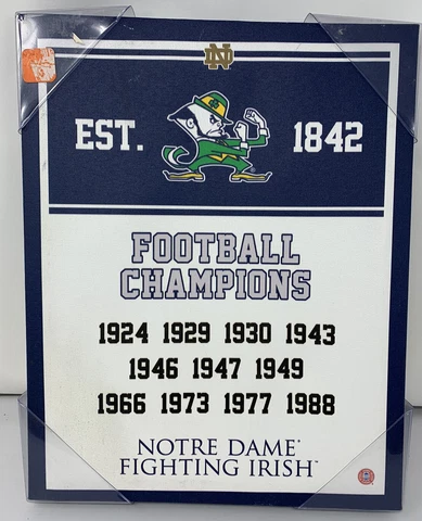 Notre Dame Fighting Irish 11" x 14" Football Championships Gallery Canvas NCAA Cover