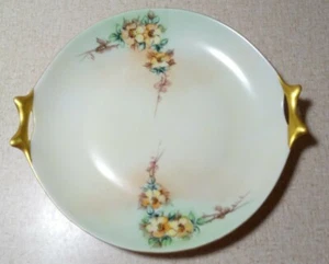Vintage Gold Rim Double Handle Hutschenreuther Selb Bavaria Floral Serving Plate - Picture 1 of 5