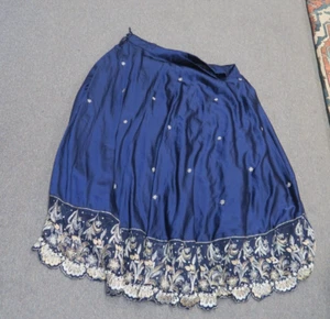 Vintage Beaded Sequined Handmade Maxi Skirt Cobalt Blue Women's Boho Henna Party - Picture 1 of 7