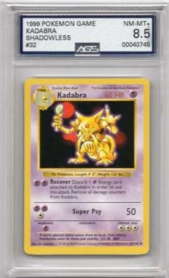 KADABRA #32 POKEMON SHADOWLESS BASE SET 1 AGS #00040745 GRADED NM-MT+ 8.5 1999 - Image 1 of 2