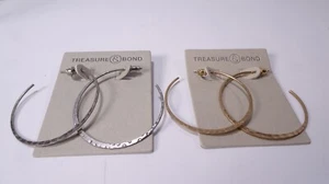 Pendientes de aro redondos Nordstrom Treasure & Bond para mujer antiguos dorados y plata nuevos con etiquetas 60 - Imagen 1 de 4