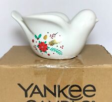 Yankee Candle Poinsettia Dove Ceramic Christmas Tea Light Holder Birds Set of 2