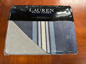 Ralph Lauren Gavin Stripe KING Blue Cream Duvet Set 108" x 96" in.  $470