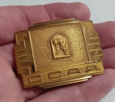WW2 Era CCAA Bronze Belt Buckle, Giant Grip Art Deco Track & Field Sports Trophy - Image 1 of 4