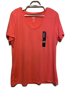Camiseta para mujer Zone Pro naranja brillante rosa cuello en V súper suave talla XL NUEVA CON ETIQUETAS NUEVA A5 - Imagen 1 de 10