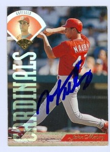 John Mabry autographed Baseball Card (St. Louis Cardinals) 1995 Leaf #6