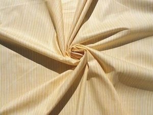 Yellow White Stripe Shabby Beach Cottage Chic Fabric Jacque Allen Cotton BTY - Picture 1 of 2