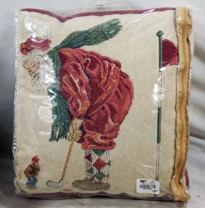 Golfing Santa Throw Pillow 12" - Picture 1 of 1