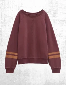 Ex HUSH Women’s Long Sleeve Gemma Foil Stripe Sweatshirt in Chocolate Brown - Picture 1 of 9