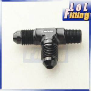 4AN AN4 AN-4 To 1/8" NPT Pipe Flare Tee T-piece Fitting Adapter Aluminum Black - Picture 1 of 6