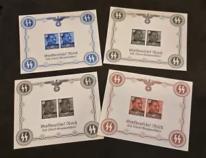 THIRD REICH EVIL LEADER SET NAZI German NSDAP Souvenir Stamp sheets WW2 WWII - Picture 1 of 1