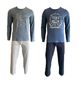 Herren Pyjama Langarm Navy, Blau Gr. M - Picture 1 of 3