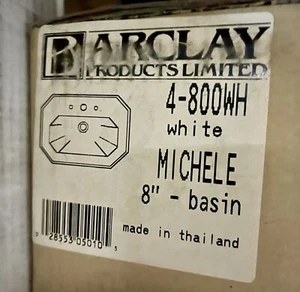 Barclay 4-800WH White Michele 8" Basin - Picture 1 of 1